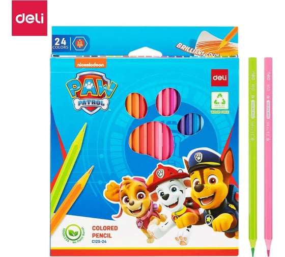Цветные карандаши DELI EC125-24 Paw Patrol шестигранные, пластик, 24 шт. 1901025 1