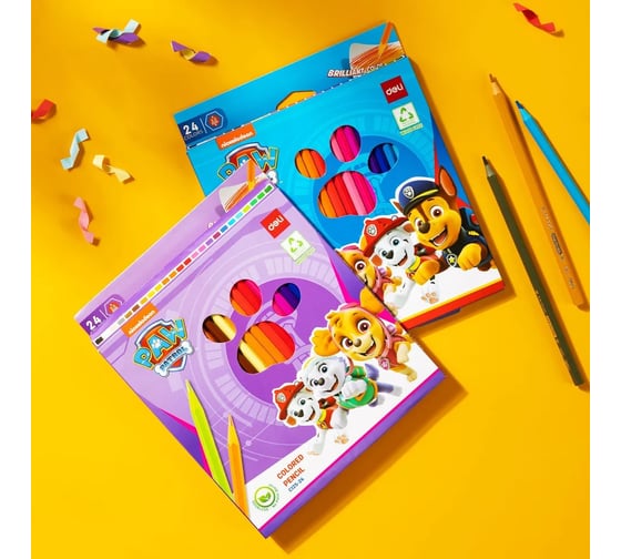 Цветные карандаши DELI EC125-24 Paw Patrol шестигранные, пластик, 24 шт. 1901025
