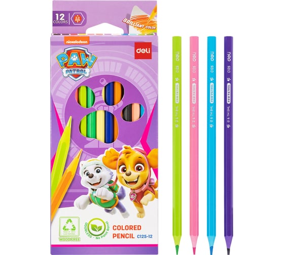 Цветные карандаши DELI EC125-12 Paw Patrol шестигранные, 12 шт. 1901023 1