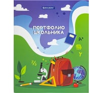 Папка-портфолио школьника/дошкольника BRAUBERG Школьная История, 4 кольца, обложка твердая матовая 115241