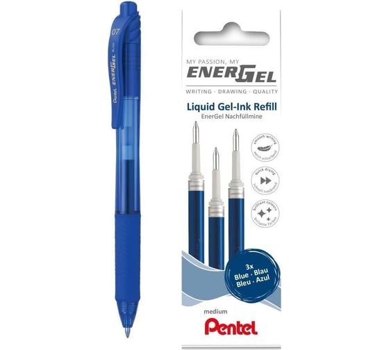 Набор стержней Pentel LR7-3C-PROMO 3 шт, ручка в подарок, синие чернила 716460 1