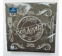 Бумажные салфетки EUROHOUSE АртБукет Bon Appetit черный, 33x33 см, 3-слойные, 20 шт. 37859 29133470