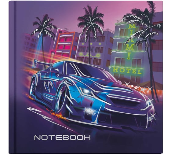 Блокноты Notebook Феникс+ Крутая тачка 105x105 мм, 48 л, блок - белый офсет 65 г/кв.м., дизайнерский блок-точка, твердый переплет, тиснение фольгой, глянцевая ламинация 65043