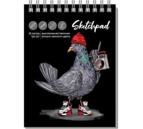 Скетчпад Феникс+ Голубь обложка А6, 30 л, блок - черный офсет 120 г/кв.м., полноцветная печать, гребень по короткой стороне, выборочный УФ-лак 62444