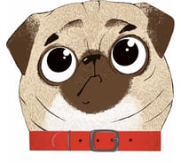 Блокнот Феникс+ Мопс 30л, 120x117 мм, фигурная вырубка, обложка - мелованный картон 190 г/кв.м., внутренний блок - белый офсет 62323