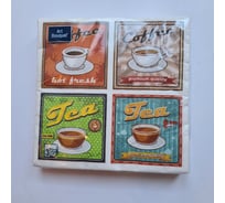 Бумажные салфетки EUROHOUSE 33x33 см, 3-слойные, Кофе Ретро, 20 шт. 37471