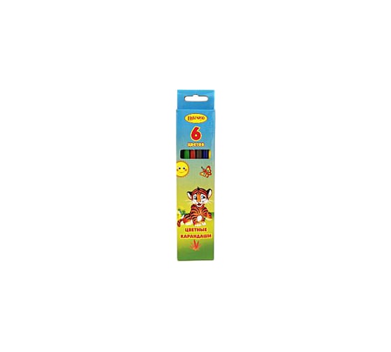 Карандаши Limpopo 6 цветов, пластик, Тигренок КарЦ144 1
