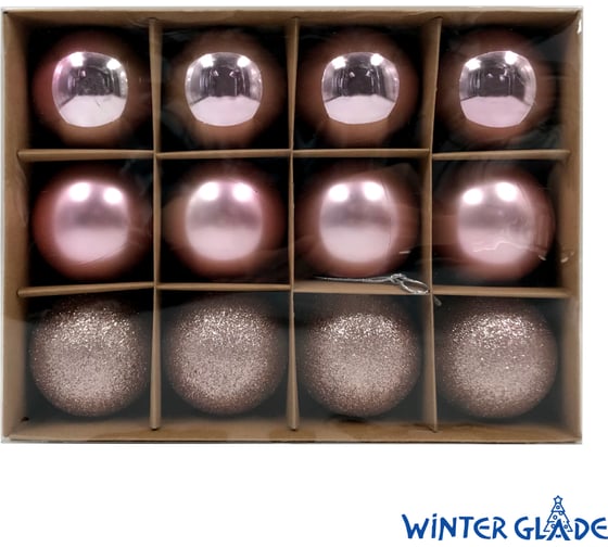 Набор елочных шаров Winter Glade пластик, 6 см, 12 шт., розовый микс 6012G006