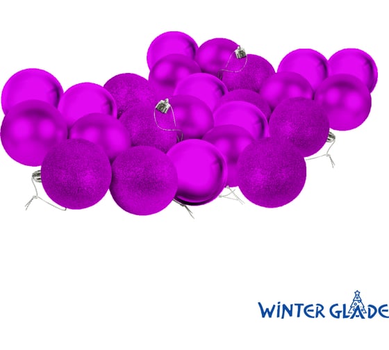 Набор елочных шаров Winter Glade пластик, 6 см, 24 шт., фиолетовый микс 6024G005
