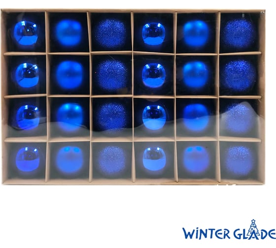 Набор елочных шаров Winter Glade пластик, 6 см, 24 шт., синий микс 6024G004
