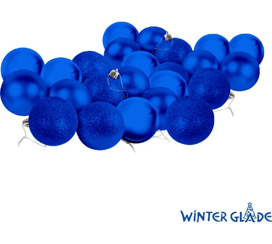 Набор елочных шаров Winter Glade пластик, 6 см, 24 шт., синий микс 6024G004