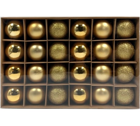 Набор елочных шаров Winter Glade пластик, 6 см, 24 шт., золотой микс 6024G001