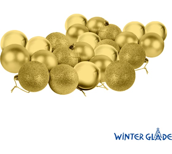 Набор елочных шаров Winter Glade пластик, 6 см, 24 шт., золотой микс 6024G001