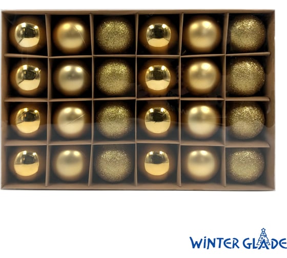 Набор елочных шаров Winter Glade пластик, 6 см, 24 шт., золотой микс 6024G001