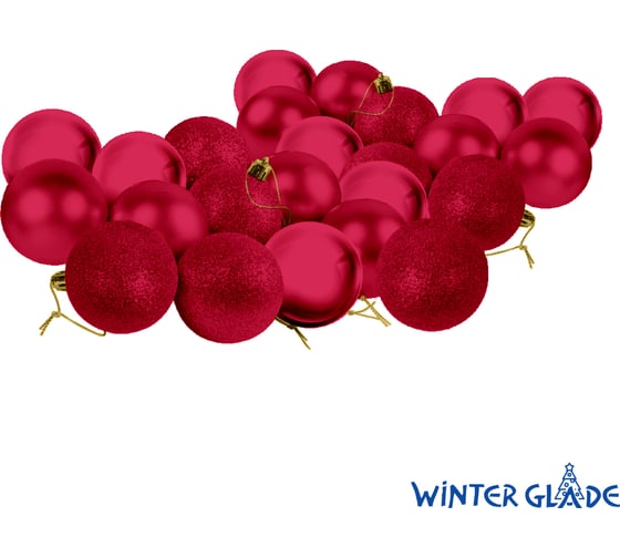 Набор елочных шаров Winter Glade пластик, 6 см, 24 шт., красный микс 6024G003