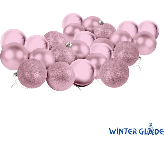 Набор елочных шаров Winter Glade пластик, 6 см, 24 шт., розовый микс 6024G006