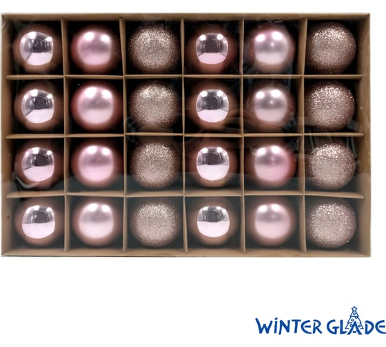 Набор елочных шаров Winter Glade пластик, 6 см, 24 шт., розовый микс 6024G006