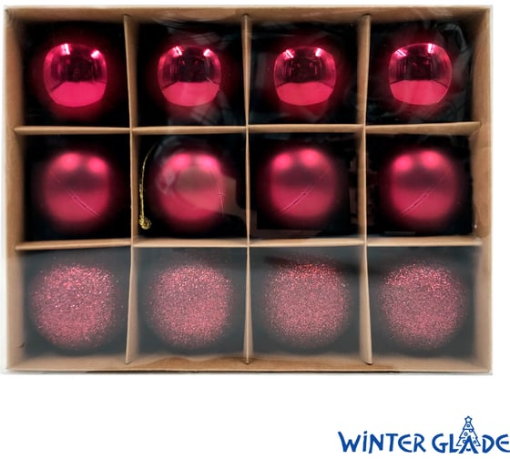 Набор елочных шаров Winter Glade пластик, 6 см, 12 шт., красный микс 6012G003
