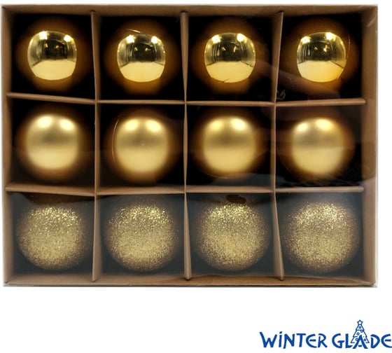 Набор елочных шаров Winter Glade пластик, 6 см, 12 шт., золотой микс 6012G001