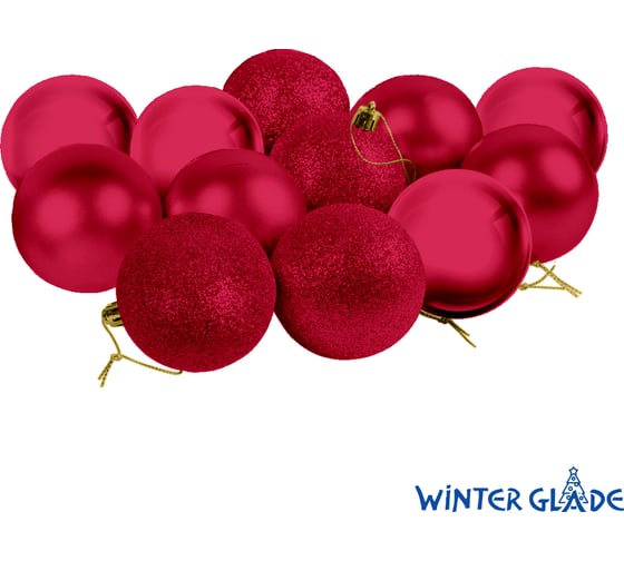 Набор елочных шаров Winter Glade пластик, 8 см, 12 шт., красный микс 8012G003