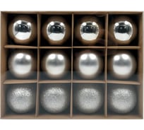 Набор елочных шаров Winter Glade пластик, 8 см, 12 шт., серебряный микс 8012G002