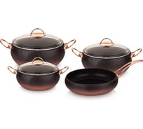 Набор посуды OMS collection 7 (4/3) предметов, антипригарное покрытие, крышки стеклянные, ручки стальные, черный/медный 3023-Cp