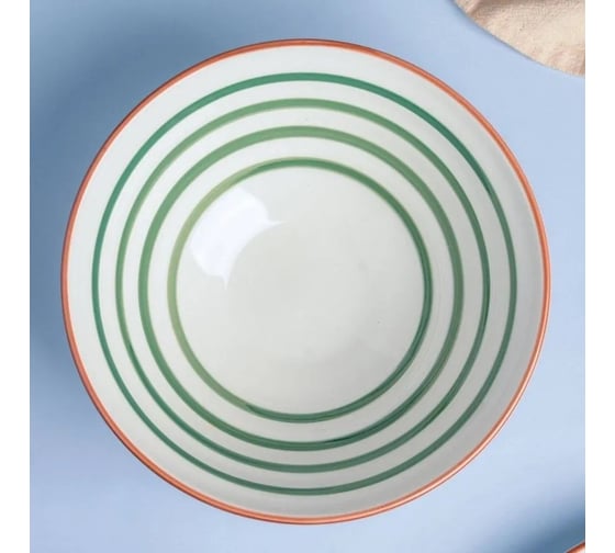 Тарелка Homium Kitchen Collection, глубокая, белый, D20 см, полосы Bowl02Blue