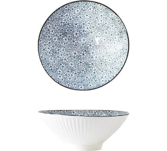 Тарелка Homium Kitchen, Japanese Collection, глубокая, голубой, D20 см, цветы 3711010 1