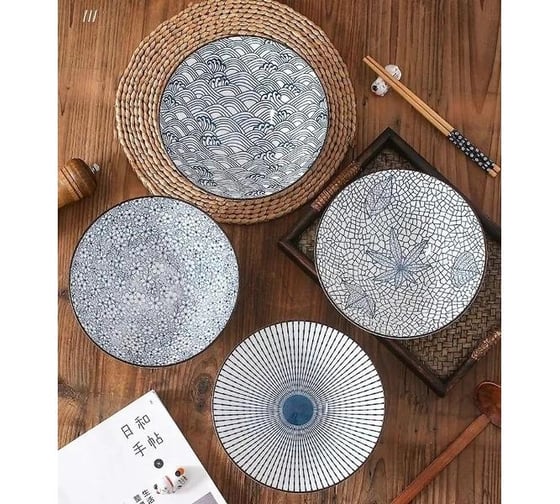 Тарелка Homium Kitchen, Japanese Collection, глубокая, голубой, D20 см, цветы 3711010