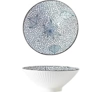 Тарелка Homium Kitchen, Japanese Collection, глубокая, голубой, D20 см, листочки 3711011