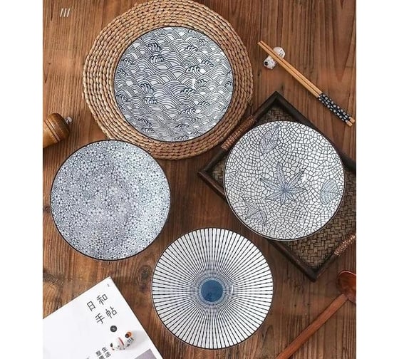 Тарелка Homium Kitchen, Japanese Collection, глубокая, голубой, D20 см, полоски 3711012