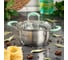 Нержавеющая кастрюля DANIKS 1.7 л, крышка стекло, силиконовая мятная ручка, круглая, гринери, sd-23-16, индукция 451814 1