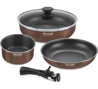 Набор посуды 5 предметов RONDELL Kortado RDA-1690 Сковорода 24x5 см, сотейник с крышкой 26x7.3 см, ковш 16x8 см, съемная ручка 1690-RD-01