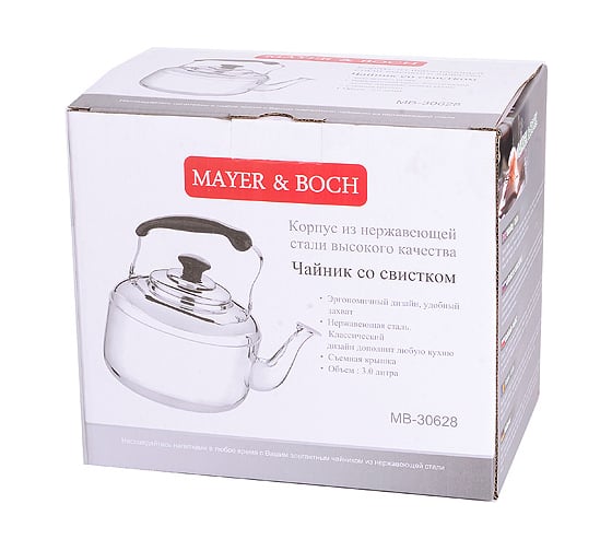 Чайник MAYER&BOCH со свистком, 3 л, нержавеющая сталь MB (х12) 30628