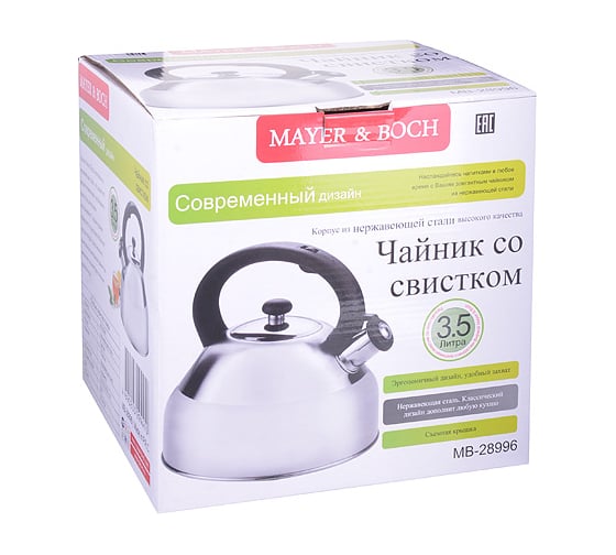 Чайник MAYER&BOCH 3.5 л, нержавеющая сталь со свистком MB (х12) 28996