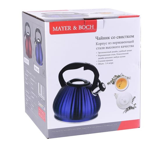 Чайник MAYER&BOCH металлический, 3.4 л, синий MB (х12) 31542