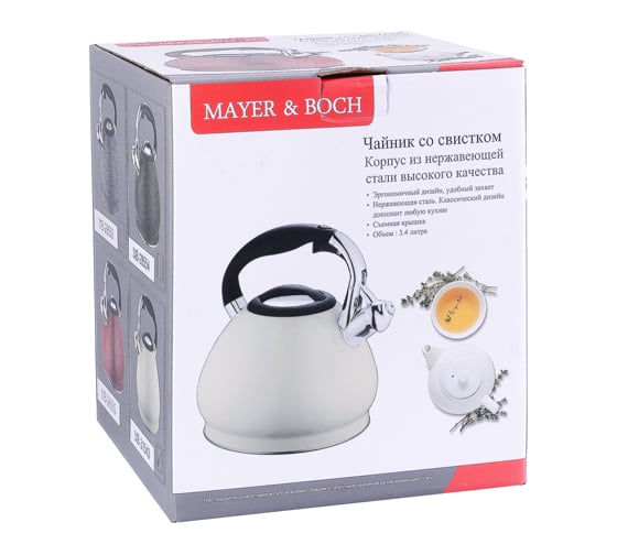 Чайник MAYER&BOCH 3.4 л, нержавеющая сталь со свистком MB (х12) 31543