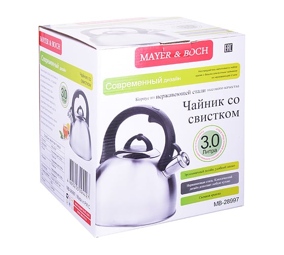 Чайник MAYER&BOCH 3 л, нержавеющая сталь со свистком MB (х12) 28997