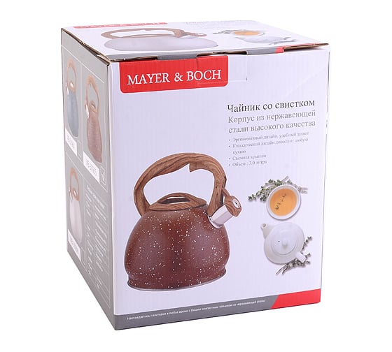 Чайник MAYER&BOCH 3 л, со свистком, нержавеющая сталь MB (х12) 30966