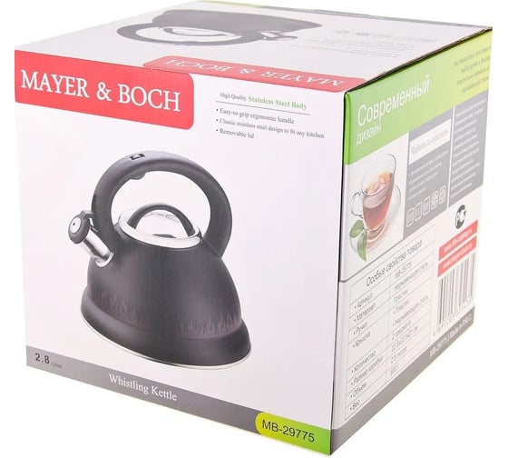 Чайник MAYER&BOCH металлический, 2.8 л, со свистком MB (х12) 29775