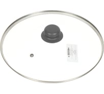 Крышка для посуды DANIKS стекло, 28 см, серый, металлический обод, кнопка бакелит, д4128с 427617