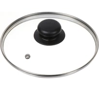 Крышка для посуды DANIKS стекло, 18 см, металлический обод, кнопка бакелит, черный, д4118ч 430300