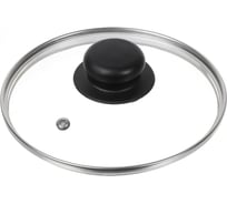 Крышка для посуды DANIKS стекло, 16 см, металлический обод, кнопка бакелит, черный, д4116ч 430299