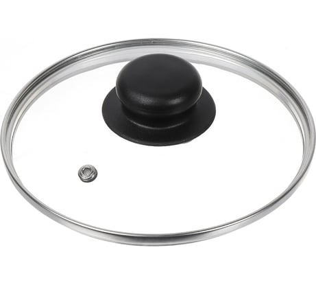 Крышка для посуды DANIKS стекло, 16 см, металлический обод, кнопка бакелит, черный, д4116ч 430299