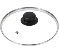 Крышка для посуды DANIKS стекло, 20 см, металлический обод, кнопка бакелит, черный, д4120ч 430301