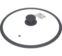 Крышка для посуды DANIKS стекло, 28 см, мрамор, серый, с силиконовым ободом, ha380-2 432245