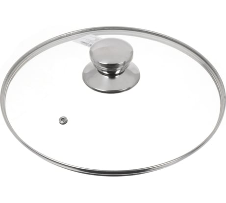 Крышка для посуды DANIKS стекло, 26 см, металлический обод, кнопка нержавеющая сталь, д5726 430309