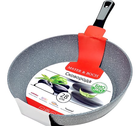 Сковорода 28 см, мраморное покрытие, съемная ручка МВ х6 40411