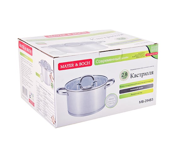 Кастрюля с крышкой MAYER&BOCH 18 см, 2.8 л МВ (х8) 29483