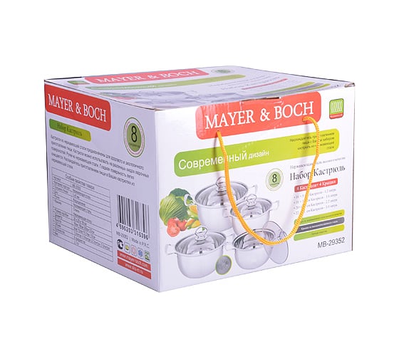 Набор посуды MAYER&BOCH 8 пр., 1,2+1,6+2,2+3 л MB (х4) 29352
